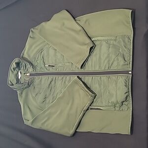 Orvis Quilted Snowbird Full Zip Jacket Lightweight Olive Green Mixed Media